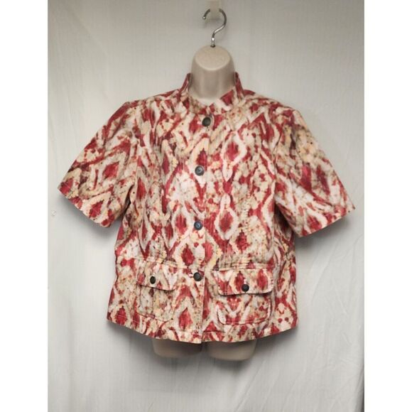 Chico's Popping Pink Penelope Lolla Rossa Short Sleeve Top Jacket 3 XL 16 - Picture 2 of 7